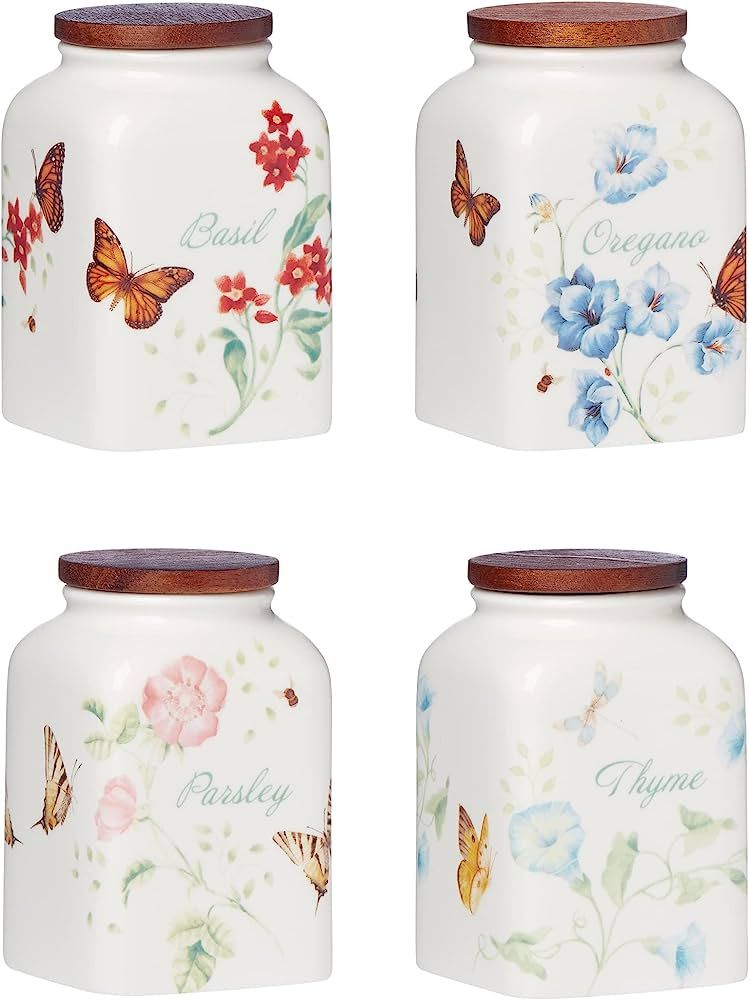 Lenox Butterfly Meadow Cooking Spice Jars, Set of 4, 1.79, Multi | Amazon (US)