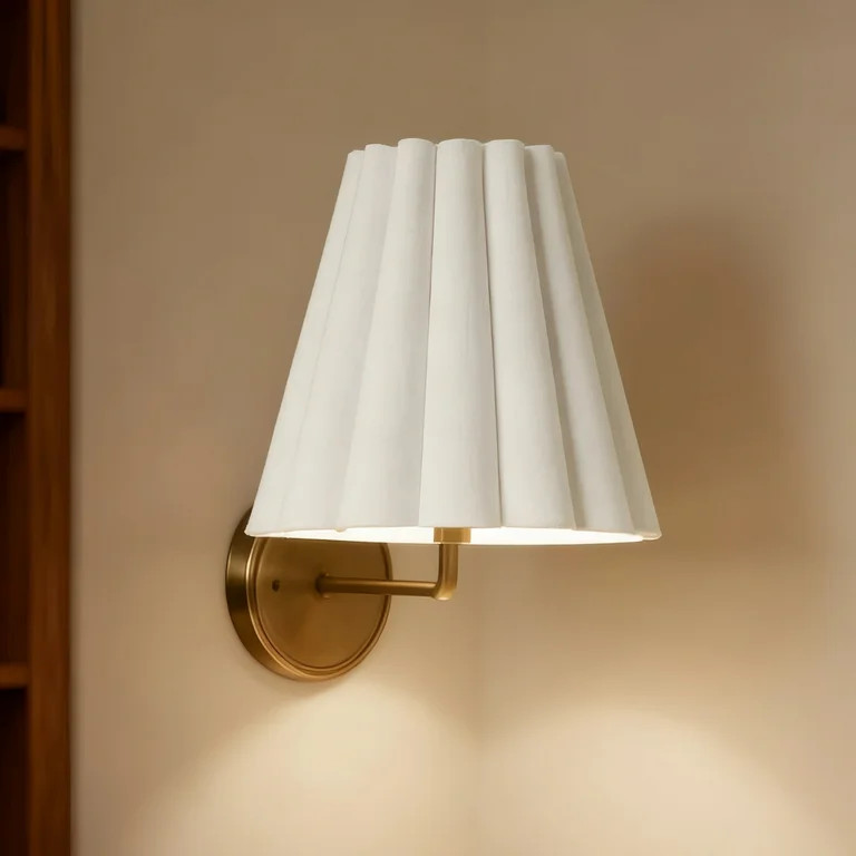 Vintage Lights Brass Sconces Wall Lighting with White Linen Shade, Wall Lamp Fixture for Living R... | Walmart (US)