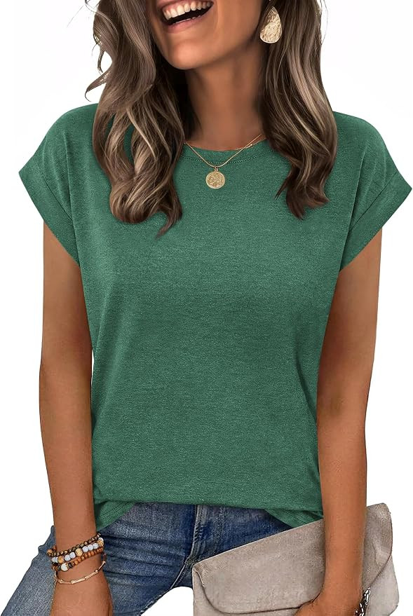 Zeagoo Womens Tops Summer Casual Cap Sleeve Tshirts Shirts Business Dressy Spring Fashion Outfits... | Amazon (US)