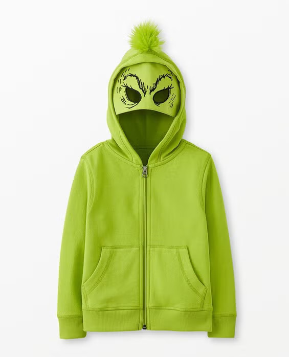 Boys' Dr. Seuss Grinch French Terry Zip Up Hoodie, Grinch in Mediumweight 100% Combed Cotton - Size Little Kids 5 by Hanna Andersson | Hanna Andersson