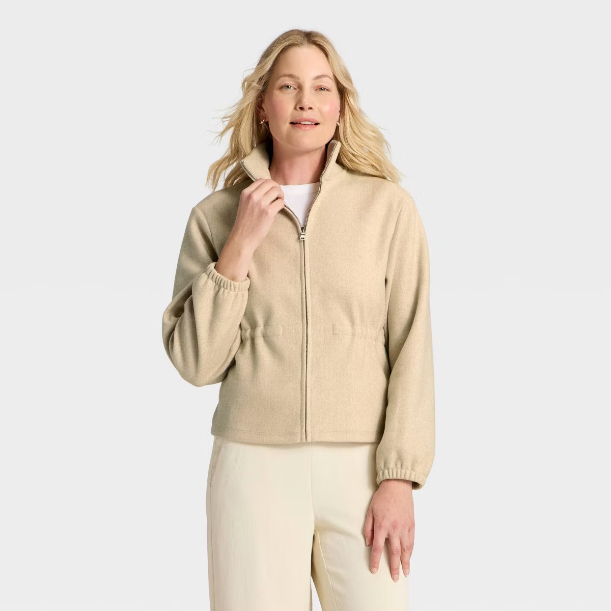 Women's Brushed Cinched Waist Zipped Jacket - A New Day™ | Target