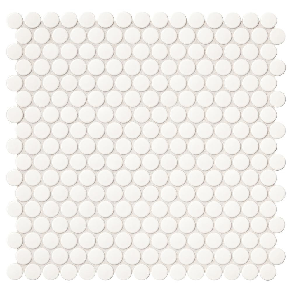 Daltile Restore 11 in. x 13 in. Glossy White Ceramic Penny Round Mosaic Wall Tile (1.06 sq. ft./P... | The Home Depot