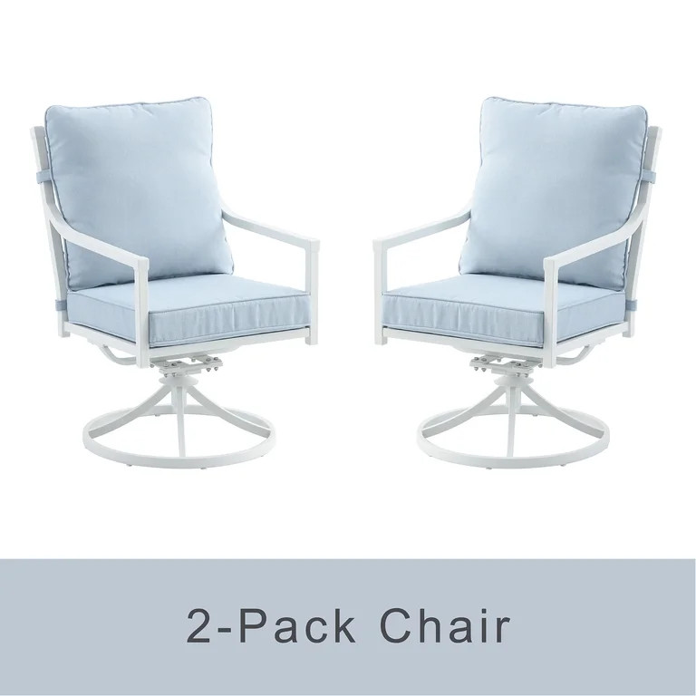 My Texas House Cambria Steel Swivel Outdoor Dining Chair - Set of 2, Blue | Walmart (US)