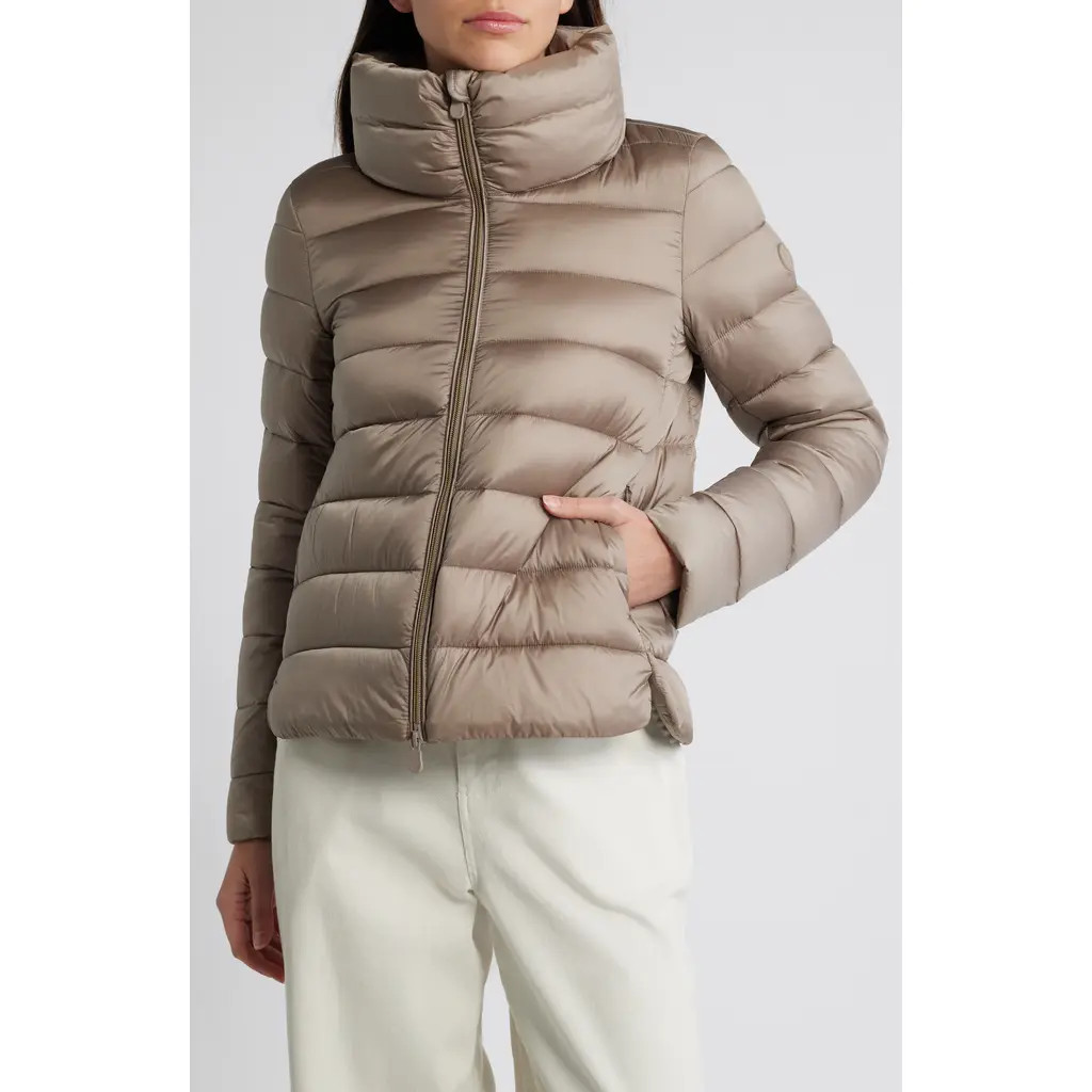 Save The Duck Elsie Water & Wind Repellent Puffer Jacket in Pearl Grey at Nordstrom, Size 5 | Nordstrom