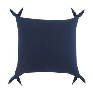 Get Knotty Blue Solid Corner Tie Soft Poly- Fill 20 in. x 20 in. Indoor Throw Pillow 0967A0084D93... | The Home Depot