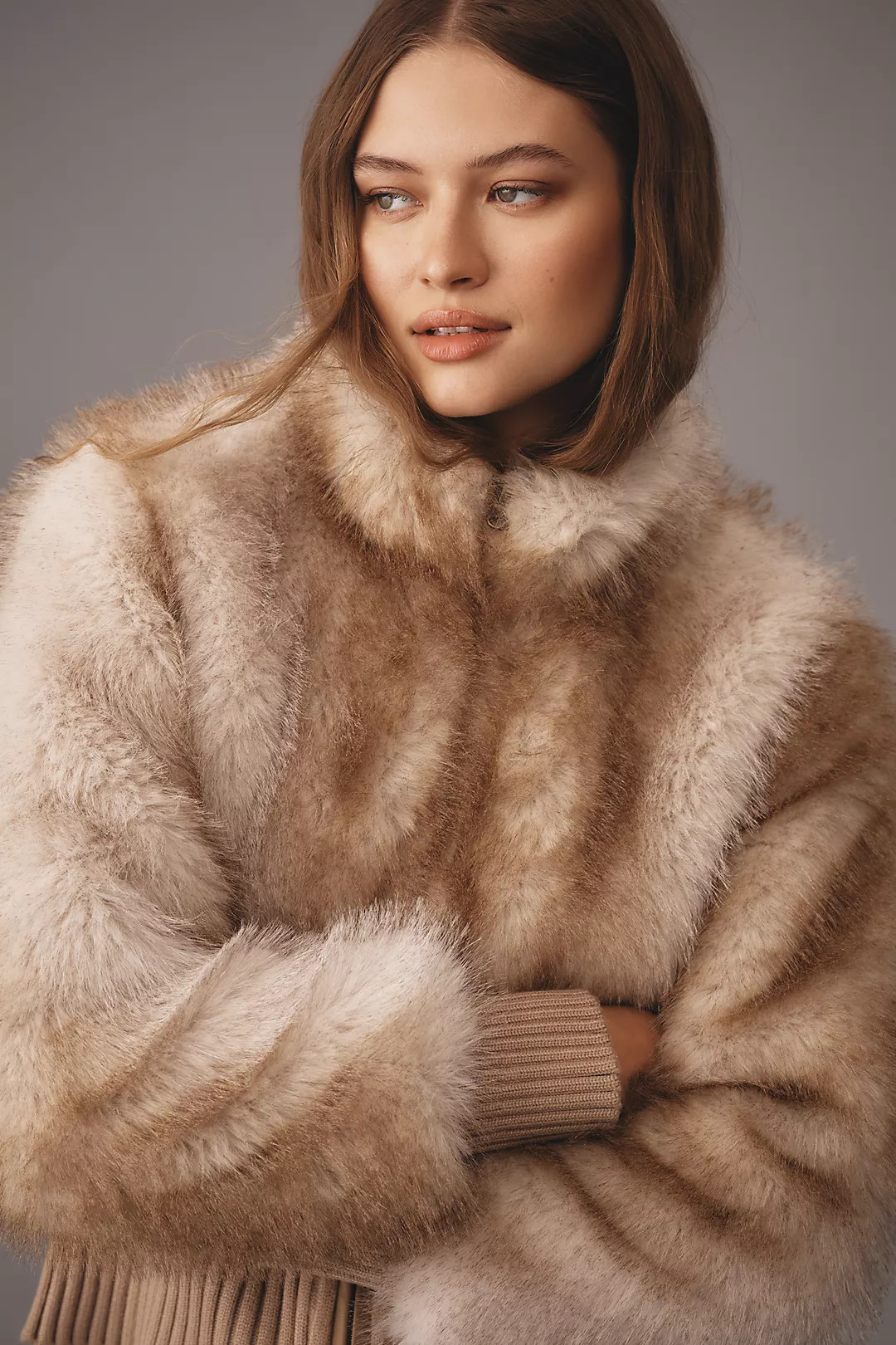 Maeve Faux Fur Crop Coat | Anthropologie (US)