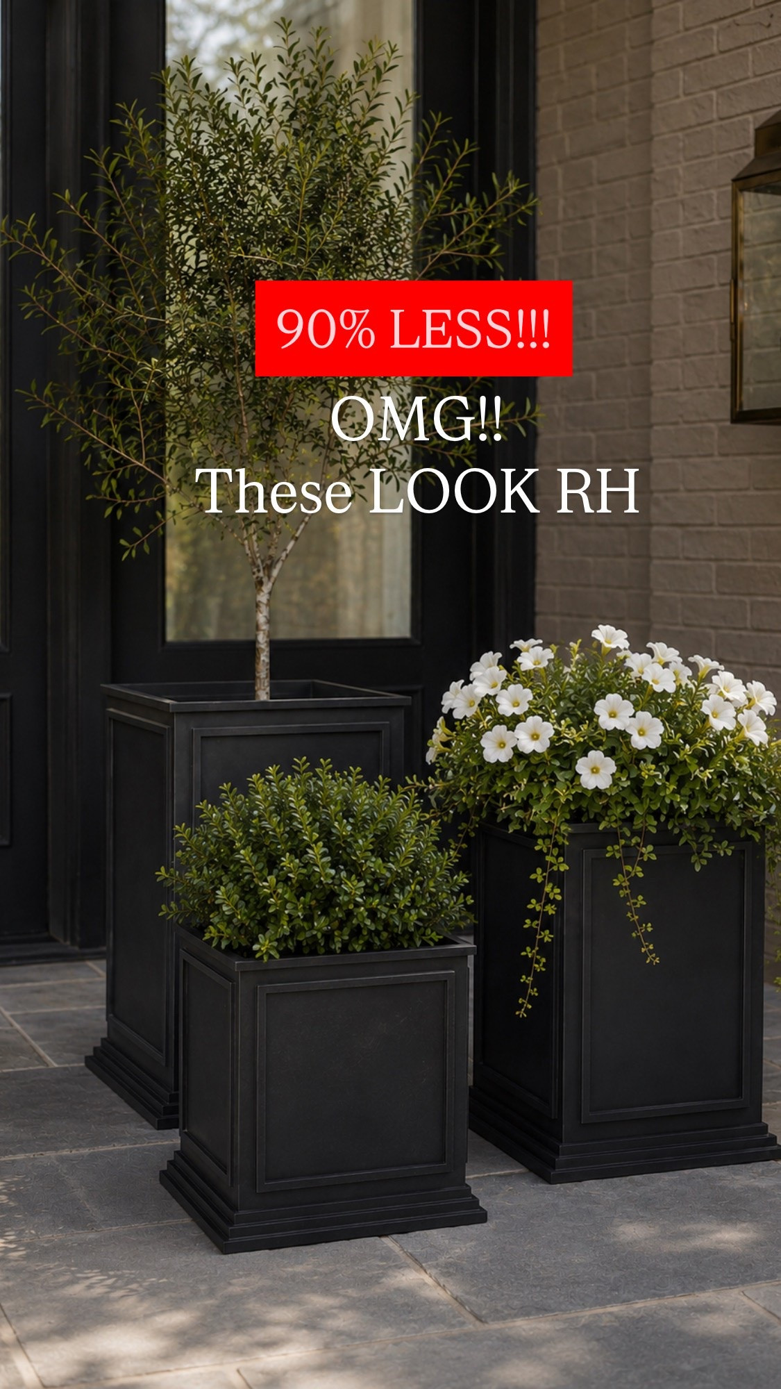 These elegant metal planters give major RH vibes for nearly 90% less. I love the dramatic layered look styled together, but they would also look beautiful separated around your home for a more custom high-end feel. The matte black finish makes them look so elevated and they instantly make any outdoor space feel more luxurious without the designer price tag.

#LTKSeasonal