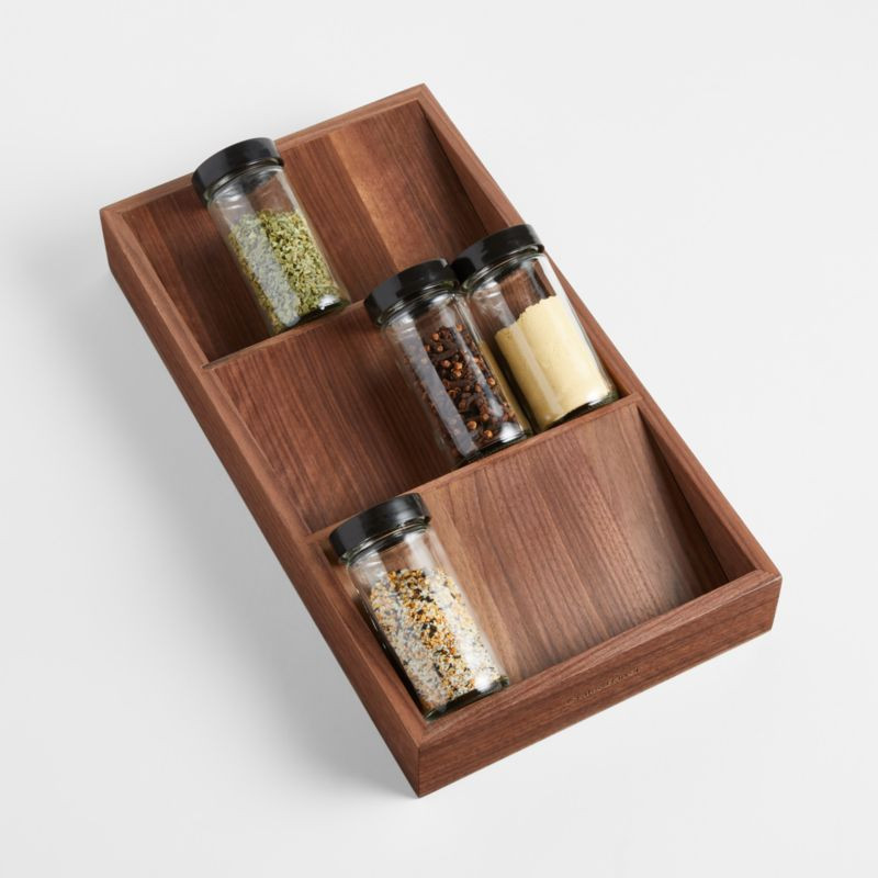 Dark Walnut Wood Spice Drawer Organizer + Reviews | Crate & Barrel | Crate & Barrel