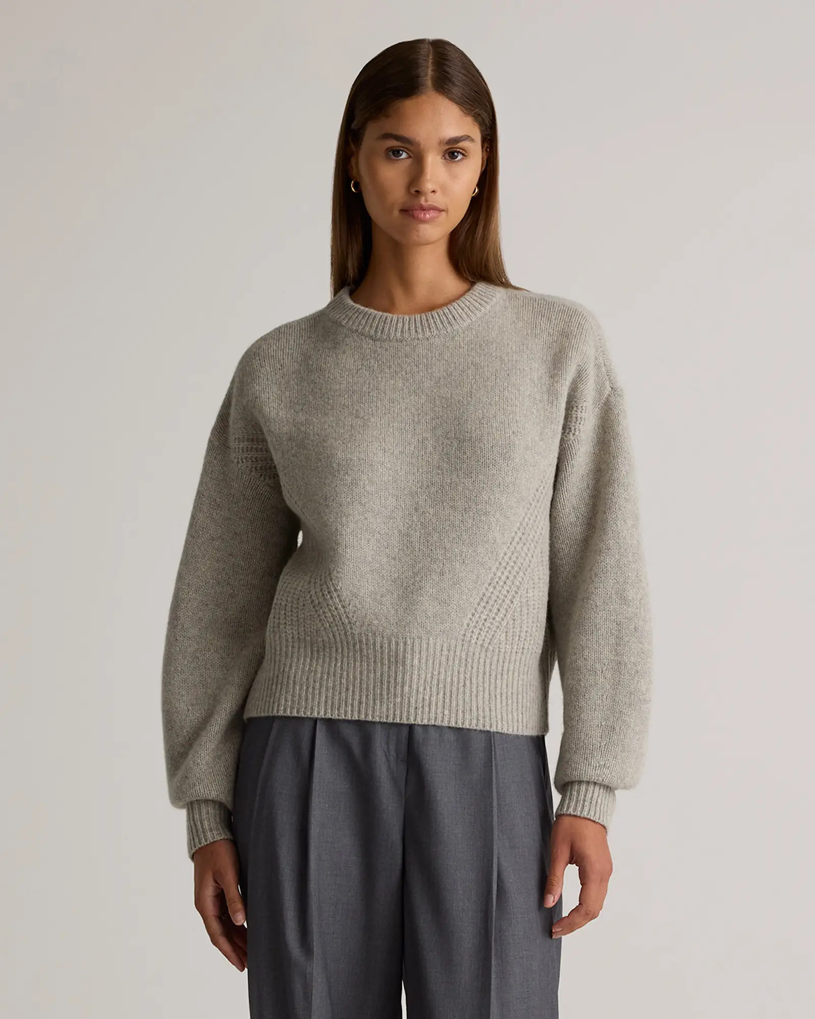 100% Yak Wool Pointelle Detail Relaxed Crew | Quince