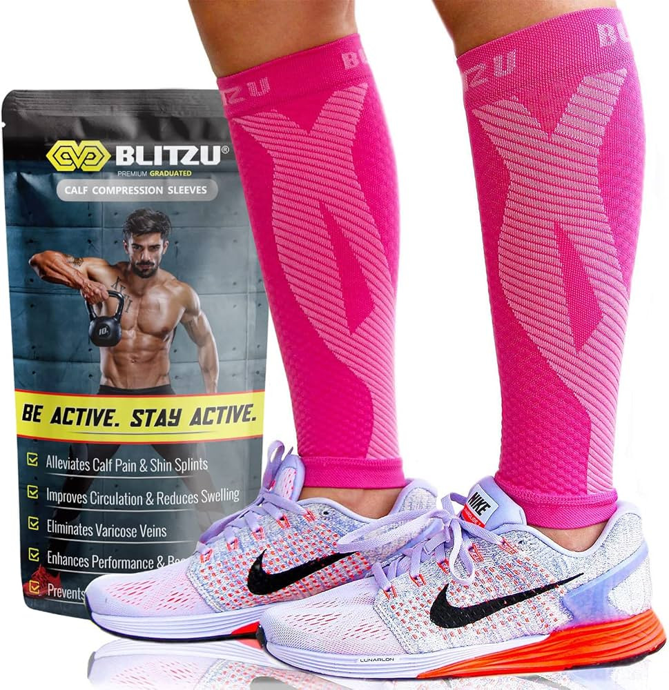 BLITZU Calf Compression Sleeves for Men Women. Footless Socks Support for Running. Leg Sleeve Bra... | Amazon (US)