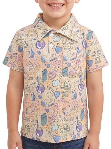 Unique Baby Boys Science Print Back to School Polo Shirt (10, Science) | Amazon (US)