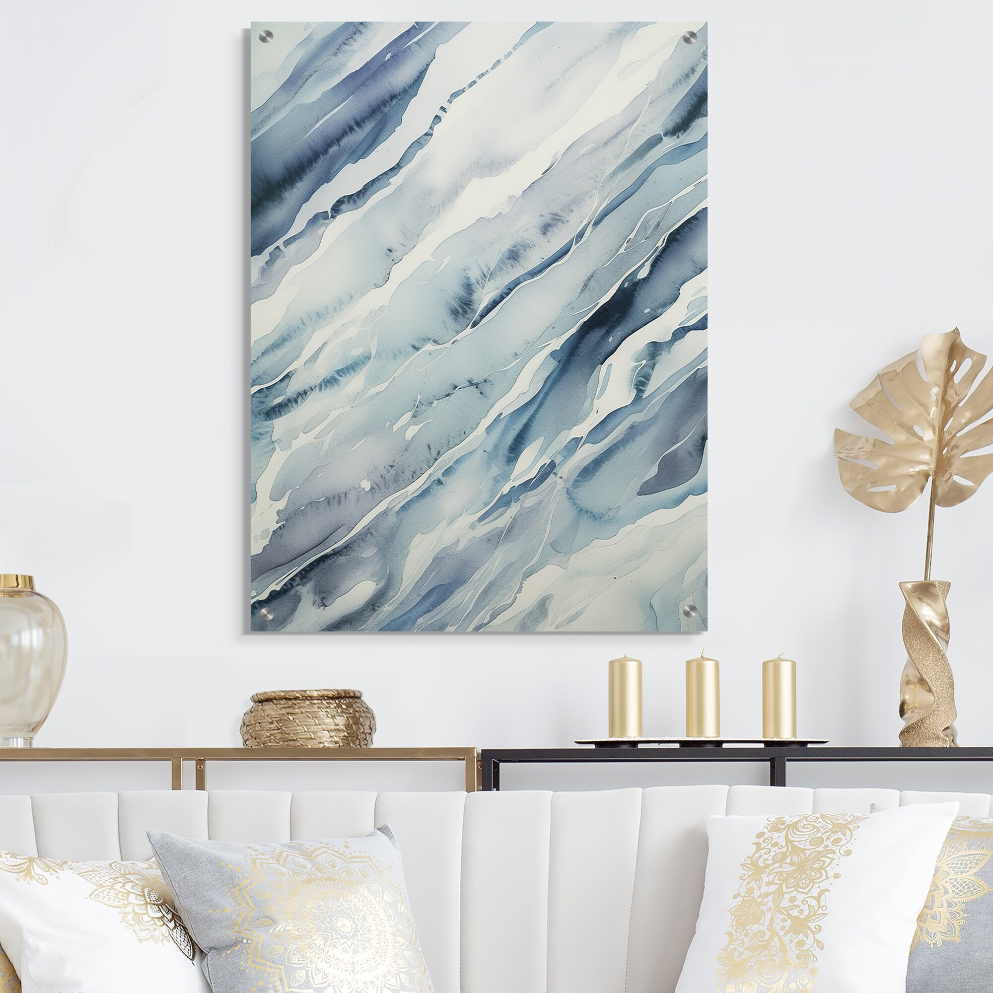 Designart "Blue Whirlwind I" Abstract Shapes Gloss Wall Decor Blue - Modern Acrylic Wall Art For Living Room | Bed Bath & Beyond