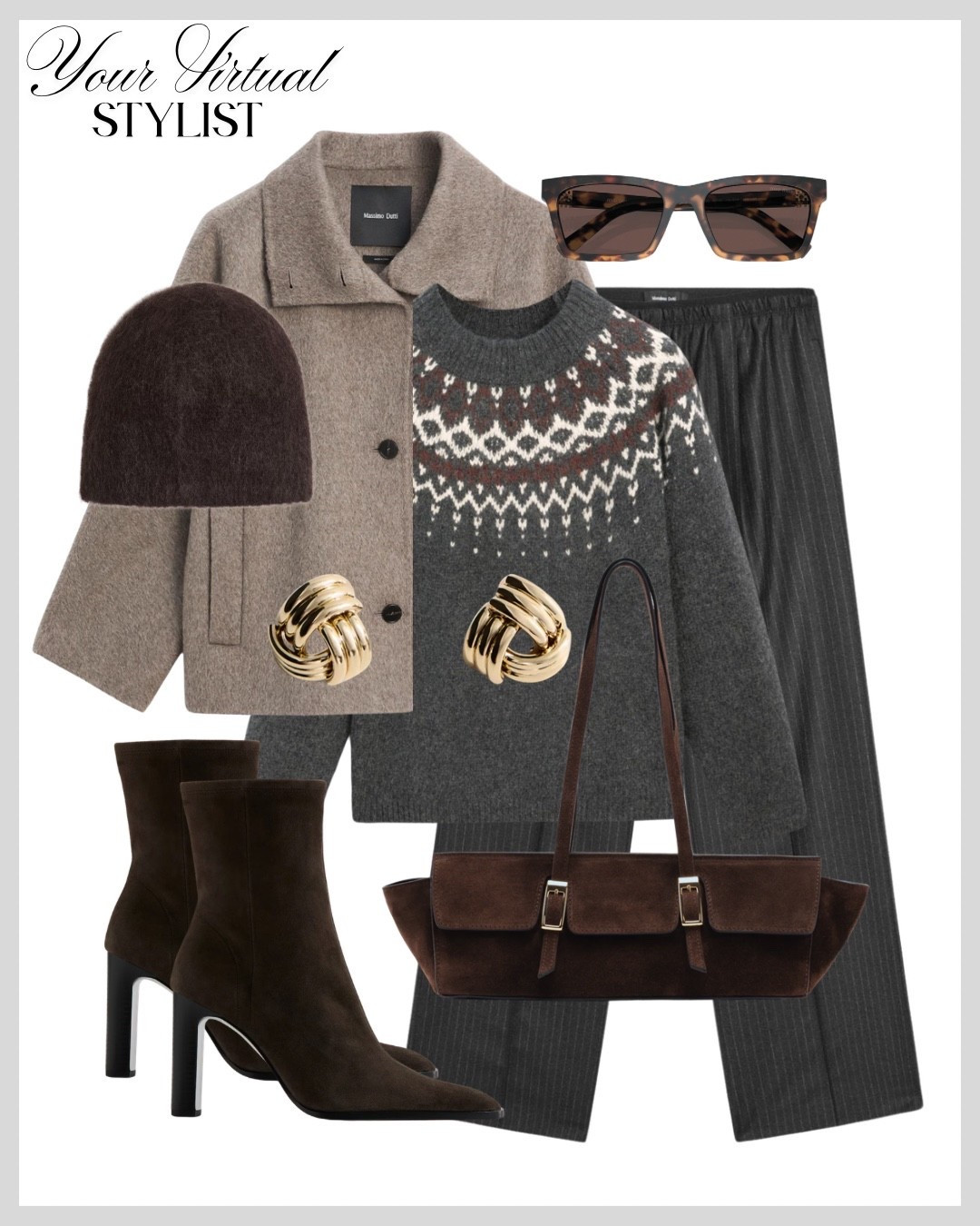 Effortlessly chic look with a jacquard sweater🩶🤎

#LTKuk #LTKwinter #LTKfestive