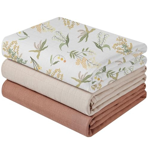 POMISO Muslin Swaddle Blankets for Boys & Girls, 3 Pack Muslin Baby Blanket for Unisex, Newborn Receiving Blanket, Large 47 x 47 inches, Soft Breathable Baby Swaddles | Amazon (US)