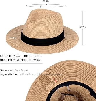 Panama Straw Hats for Women Summer Beach Sun Hat Wide Brim Fedora Cap UPF50+ | Amazon (US)