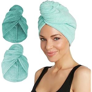 Turbie Twist Microfiber Hair Towel Wrap for Women and Men | 2 Pack | Bathroom Essential Accessori... | Amazon (US)