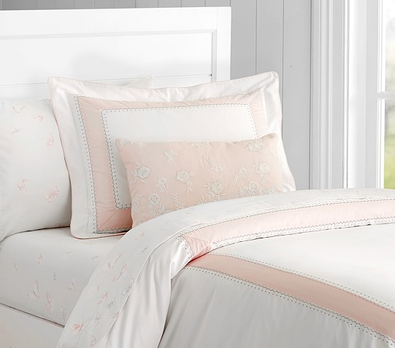 Monique Lhuillier Ethereal Pieced Sateen Duvet Cover & Shams | Pottery Barn Kids