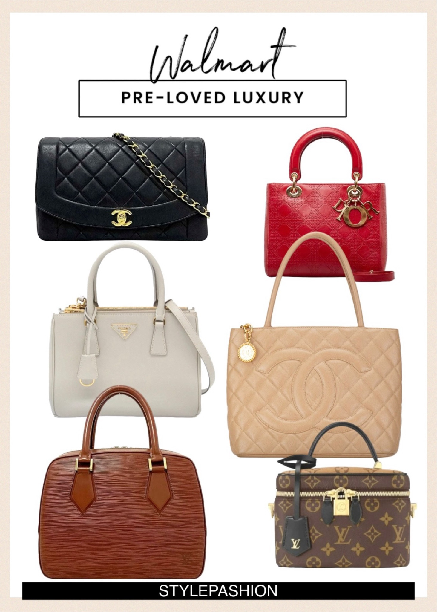 If you have a luxury item on your wishlist for the holidays, Walmart is your girl :) I found so many designer handbags that I love and added to my wishlist for hubby🤭 Chanel bags, Louis Vuitton vanity , Chanel tote bag, red lady Dior bag, Prada handbag , pre-love luxury handbags, pre- owned designer bags 