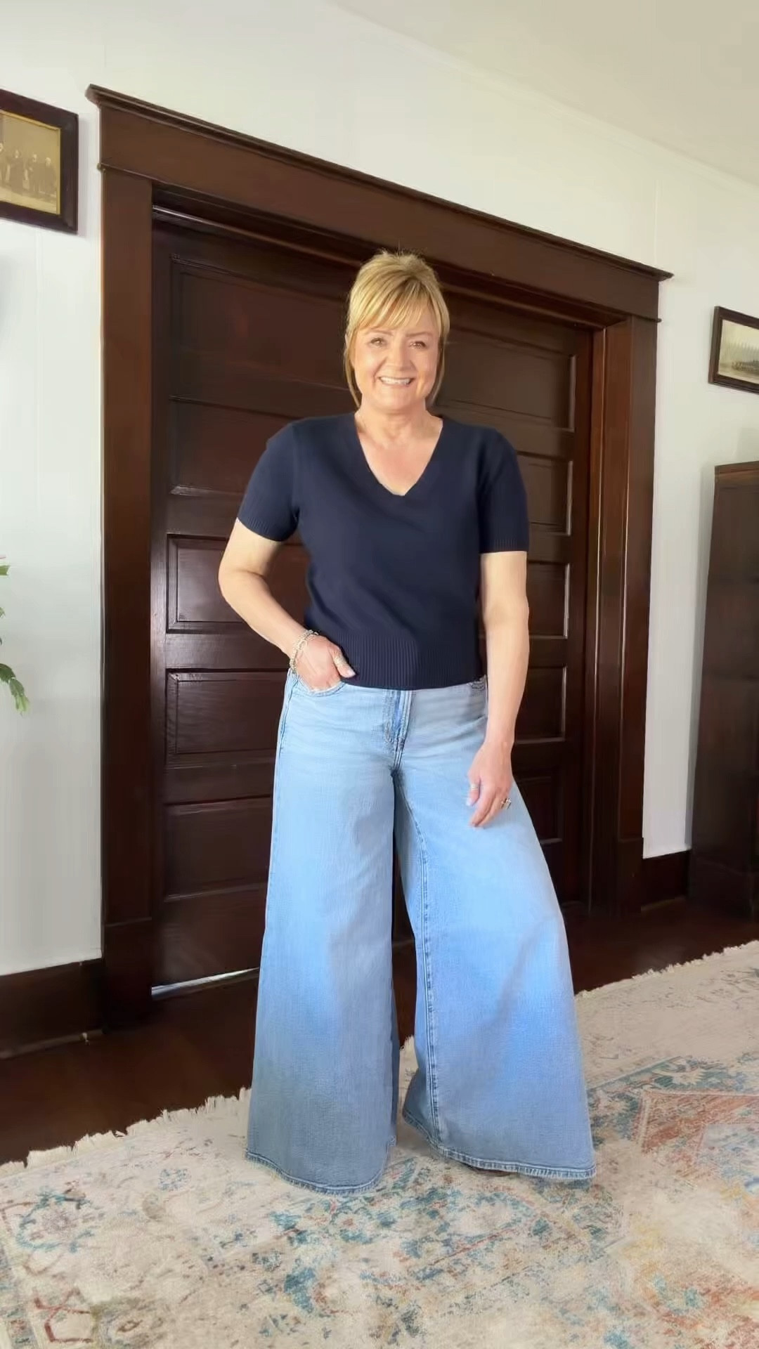 Loving this short sleeve, lightweight sweater.   Perfect layering piece. Perfect for this time of year.   Wearing my true size.  Very affordable.   

#LTKSeasonal #LTKOver40