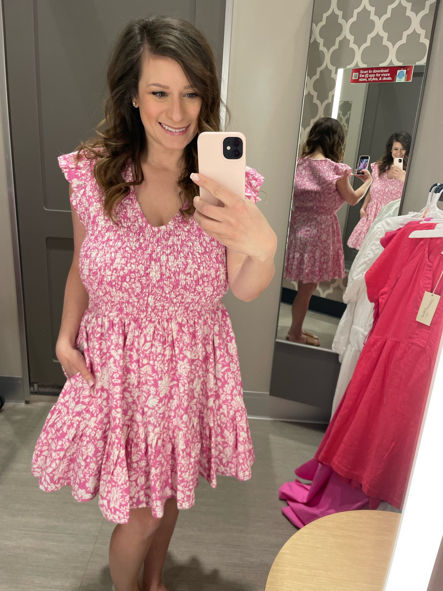 Womens dress / smocked dress /dress / target / spring / floral dress / pink dress/ full bust friendly / petite / wedding guest / midsize / postpartum / dress with pockets  / sandals

#LTKsalealert #LTKunder50 #LTKcurves