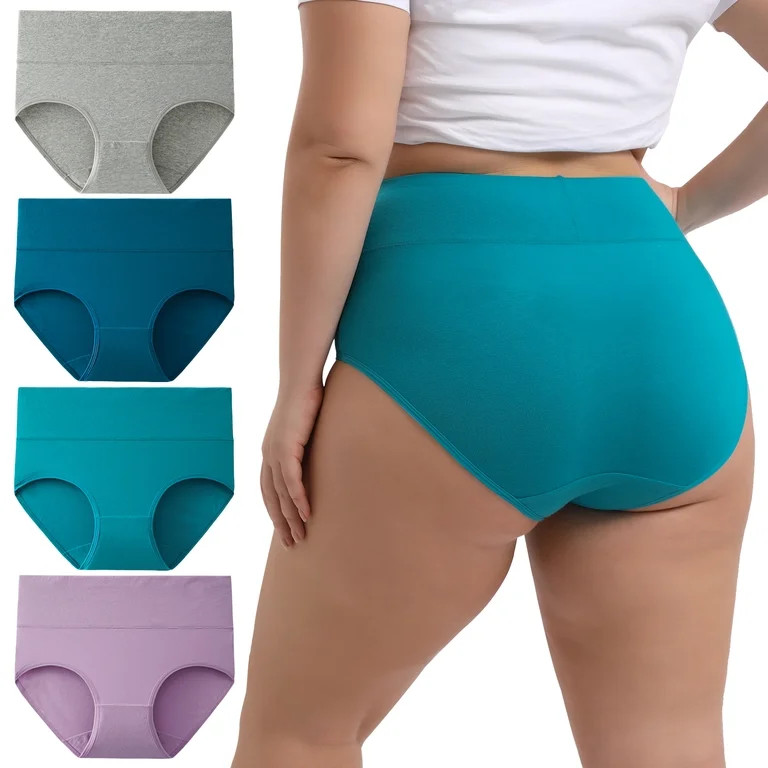 INNERSY Women's Plus Size XL-5XL Cotton Underwear High Waisted Briefs Panties 4-Pack (5XL,Spring ... | Walmart (US)