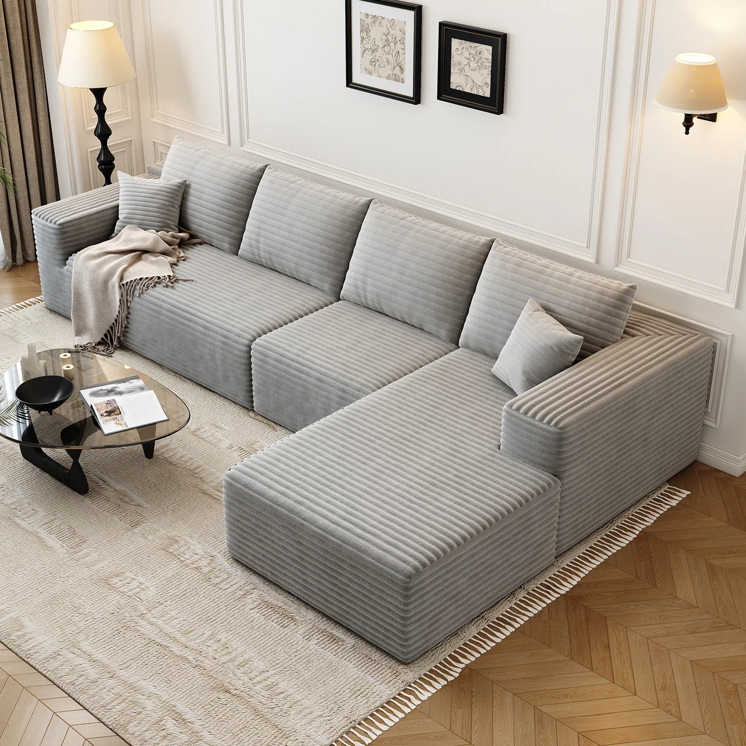 135.4"Cloud Modular Sectional Sofa Couch with L-Shape Chaise,Modern Minimalist Upholstered Couche... | Wayfair North America