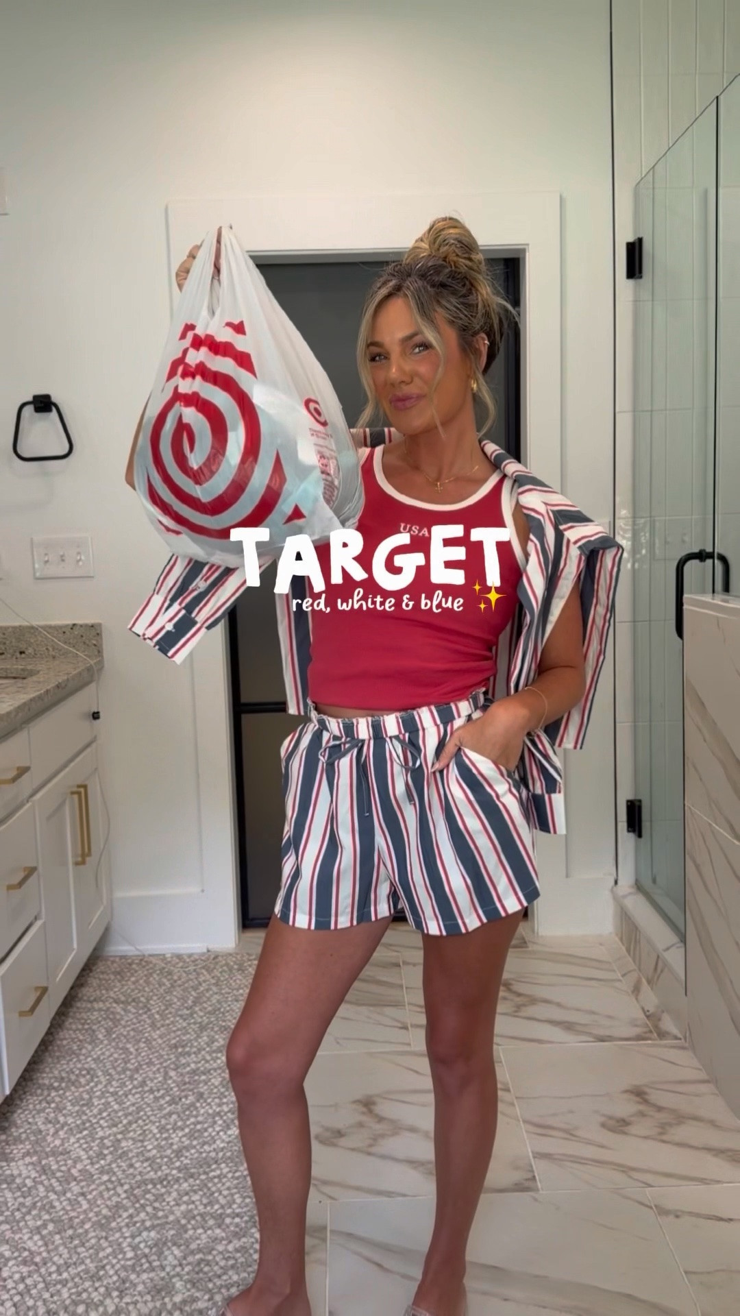 Red USA tank - I got the kids xl for shorter fit
Stripe shorts - medium (needed small)
Stripe top - medium
Swimsuit - medium
Cover up shorts - medium
Sailboat dress - xs (runs big)
Denim - 28

#targetusa #usahaul #usaoutfits #4thofjuly

#LTKootd