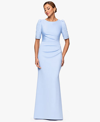 XSCAPE Women's Embellished Scuba Boat-Neck Gown - Macy's | Macy's