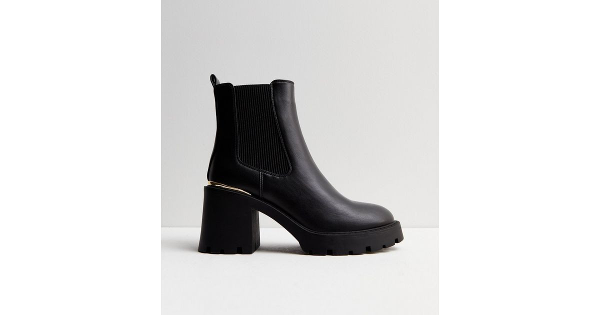 Black Leather-Look Chunky Block Heel Chelsea Boots
						
						Add to Saved Items
						Remove f... | New Look (UK)