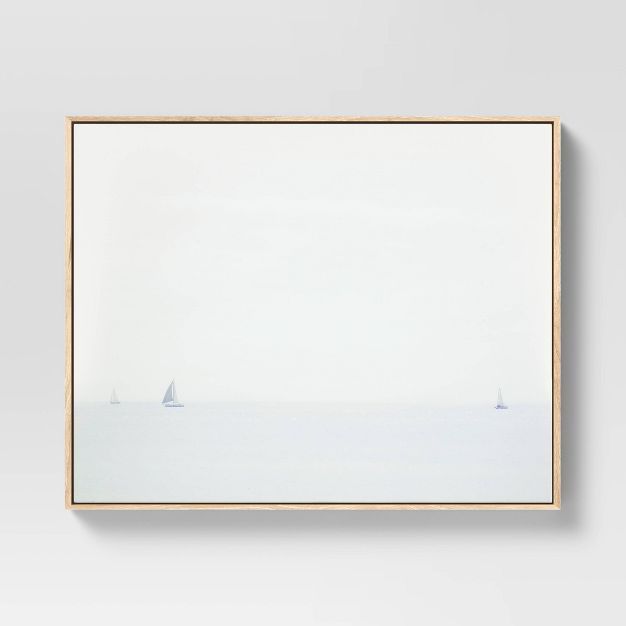 30" x 24" Sailboats Scene Framed Wall Canvas Whitewashed - Threshold™ | Target