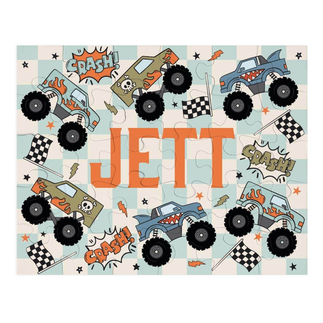 Kids Personalized 30 Piece Puzzle | Big Wheelin' | Caden Lane