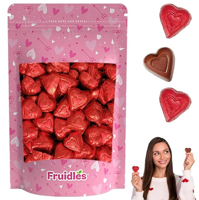 Fruidles Valentine's Day Milk Chocolate Hearts, Party Bag Fillers, Red Individually Wrapped Foils... | Amazon (US)