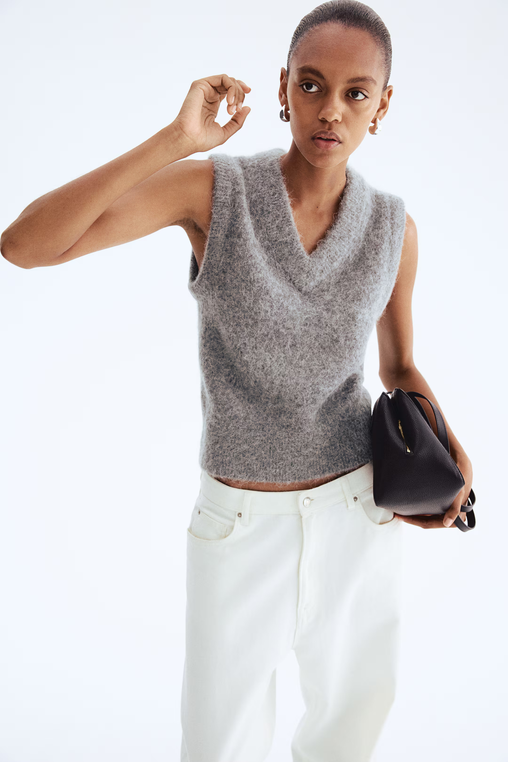 Alpaca-blend sweater vest - Grey marl - Ladies | H&M GB | H&M (UK, MY, IN, SG, PH, TW, HK)