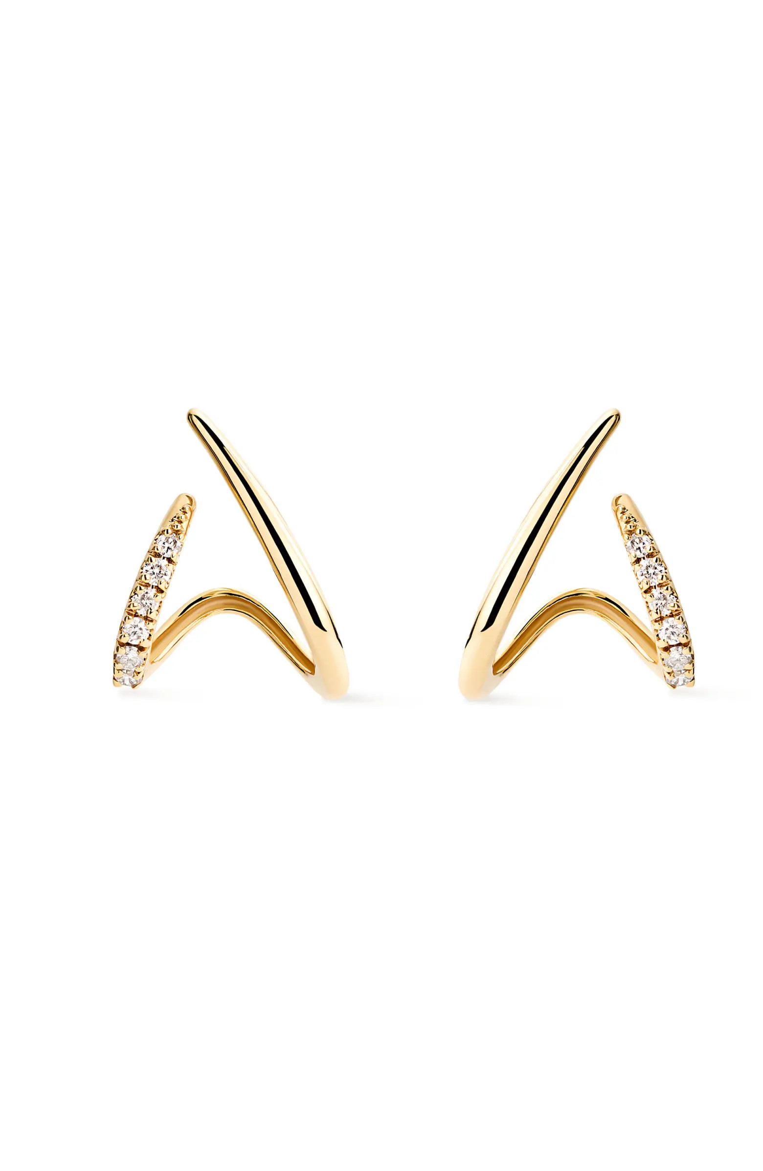 Solid Yellow Gold - Diamond Aurora Huggie Studs | Nordstrom