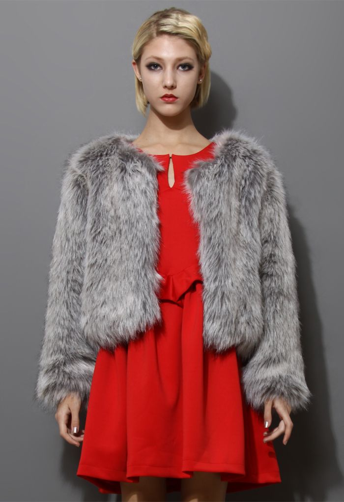 Chicwish Faux Fur Coat in Grey | Chicwish