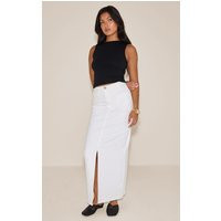 White Split Denim Maxi Skirt | PrettyLittleThing US