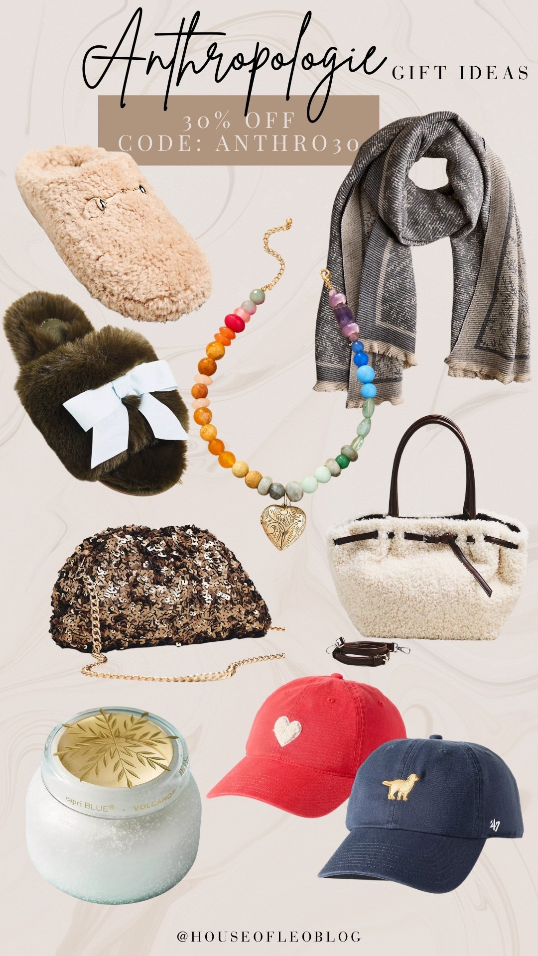 Code Anthro30. Sherpaa bag, slippers, heart necklace.

#LTKFindsUnder100 #LTKSaleAlert #LTKGiftGuide