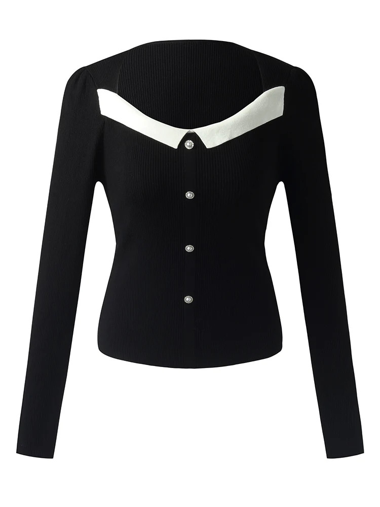 Tencel Square Neck Sheath Women Sweater | GOELIA