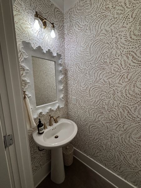 Neutral half bath decor

Serena and lily wallpaper
Half bath renovation 

#LTKhome #LTKstyletip