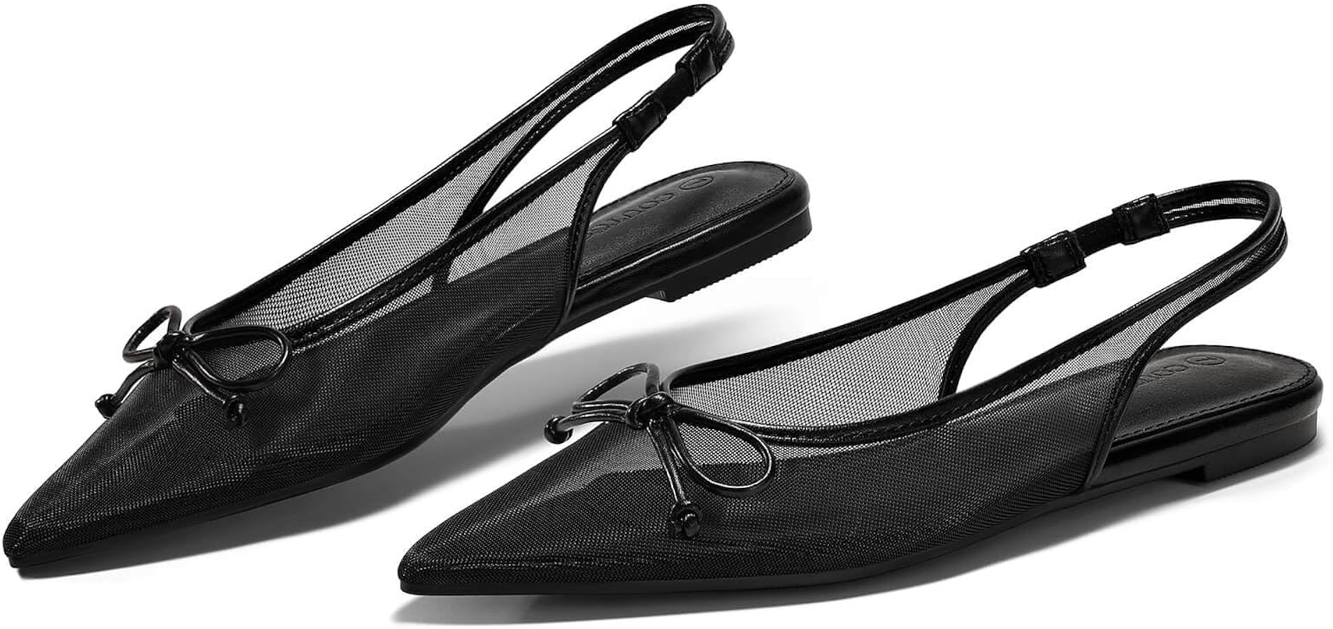 Coutgo Womens Slingback Flats Bow Closed Pointed Toe Mesh Ballet Flats Low Heel Sandals Dress Sho... | Amazon (US)