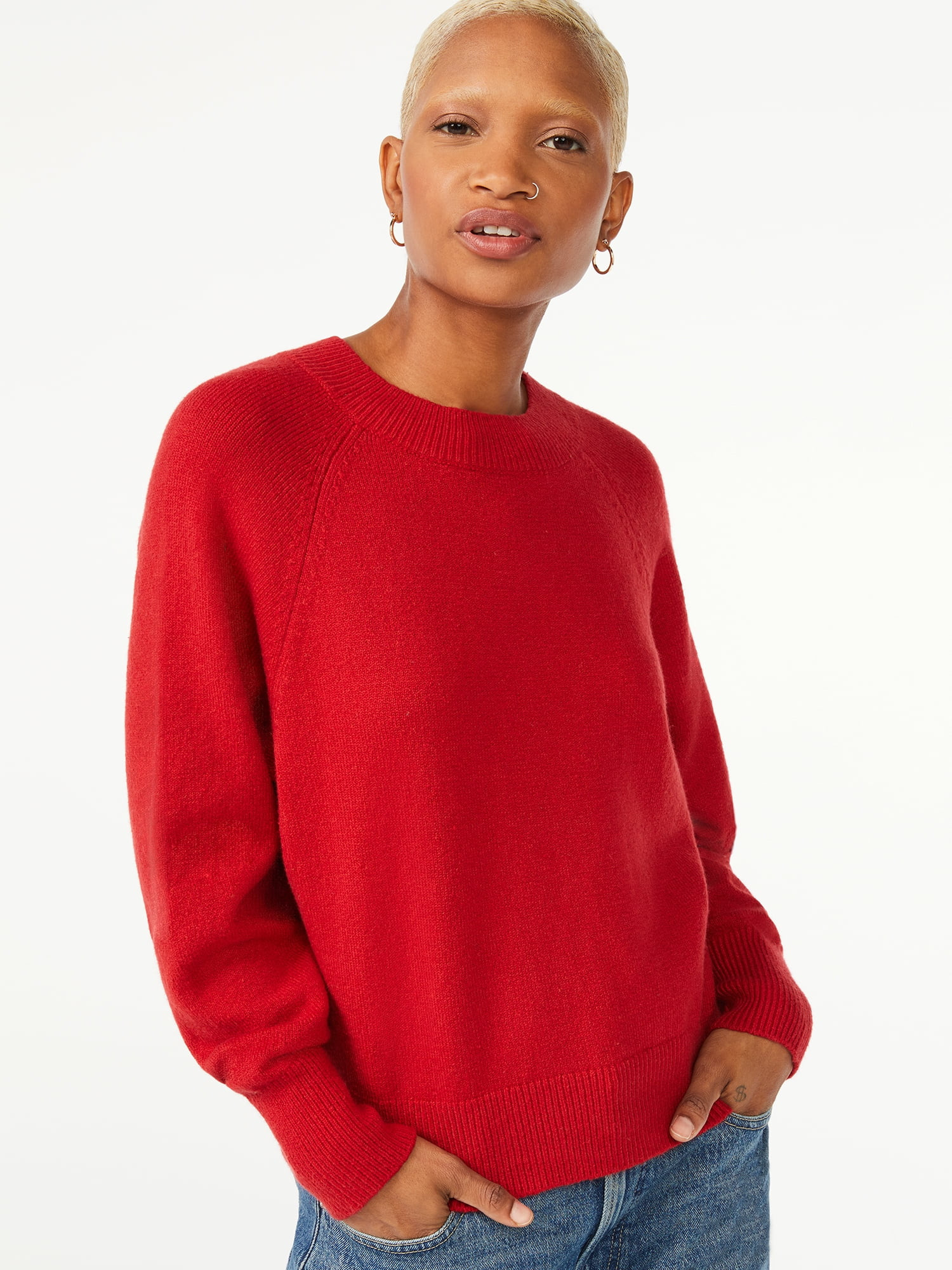 Free Assembly Women's Slouchy Sweater with Raglan Sleeves - Walmart.com | Walmart (US)