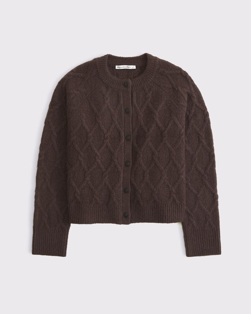 Cable-Knit Crew Cardigan | Abercrombie & Fitch (US)