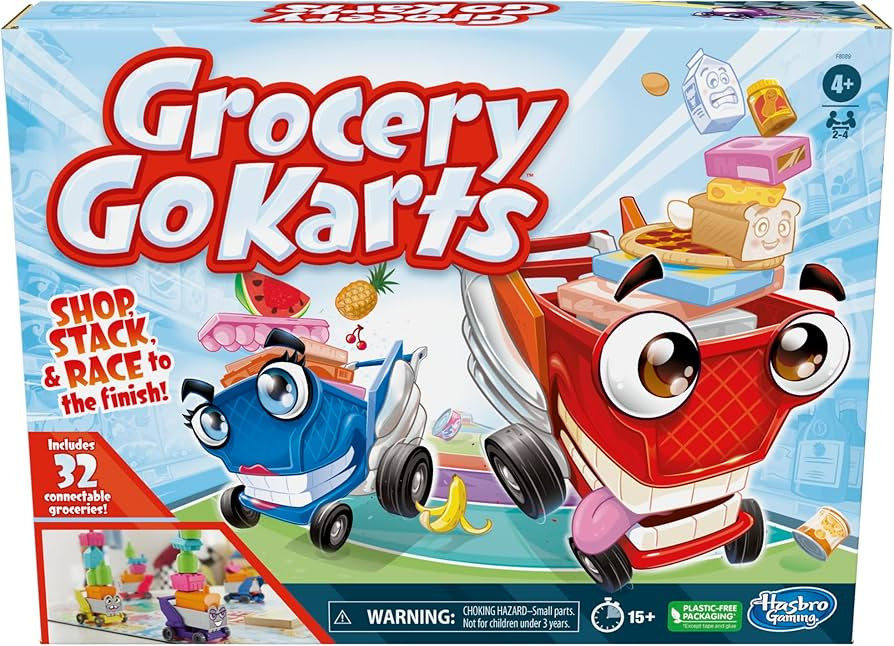 Hasbro Gaming Grocery Go Karts Board Game for Preschoolers and Kids Ages 4 and Up, Building Game ... | Amazon (US)