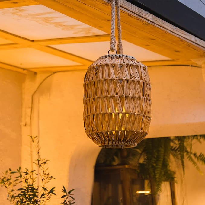 Bdor Candle Lantern - 22.4in IP65 Waterproof Natural Rattan Outdoor Lantern with Removable LED Ca... | Amazon (US)