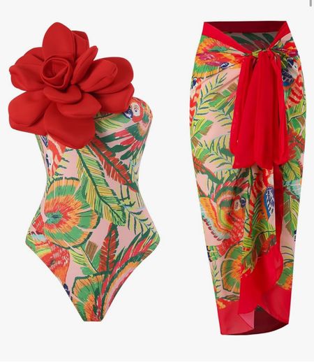 Parrot tropical print one piece swimsuit & sarong coverup 

#LTKFindsUnder50 #LTKFindsUnder100 #LTKSwim