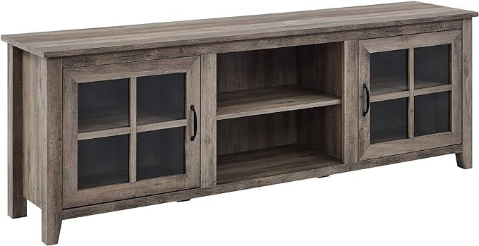 Walker Edison Portsmouth Classic 2 Glass Door TV Stand for TVs up to 80 Inches, 70 Inch, Grey Was... | Amazon (US)