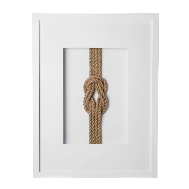 White Nautical Knot Framed Art - Double Square | Cailini Coastal