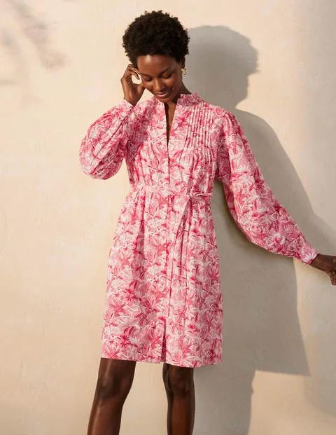 Antonia Cotton Shirt Dress - Azalea, Tropical Palm | Boden US | Boden (US)
