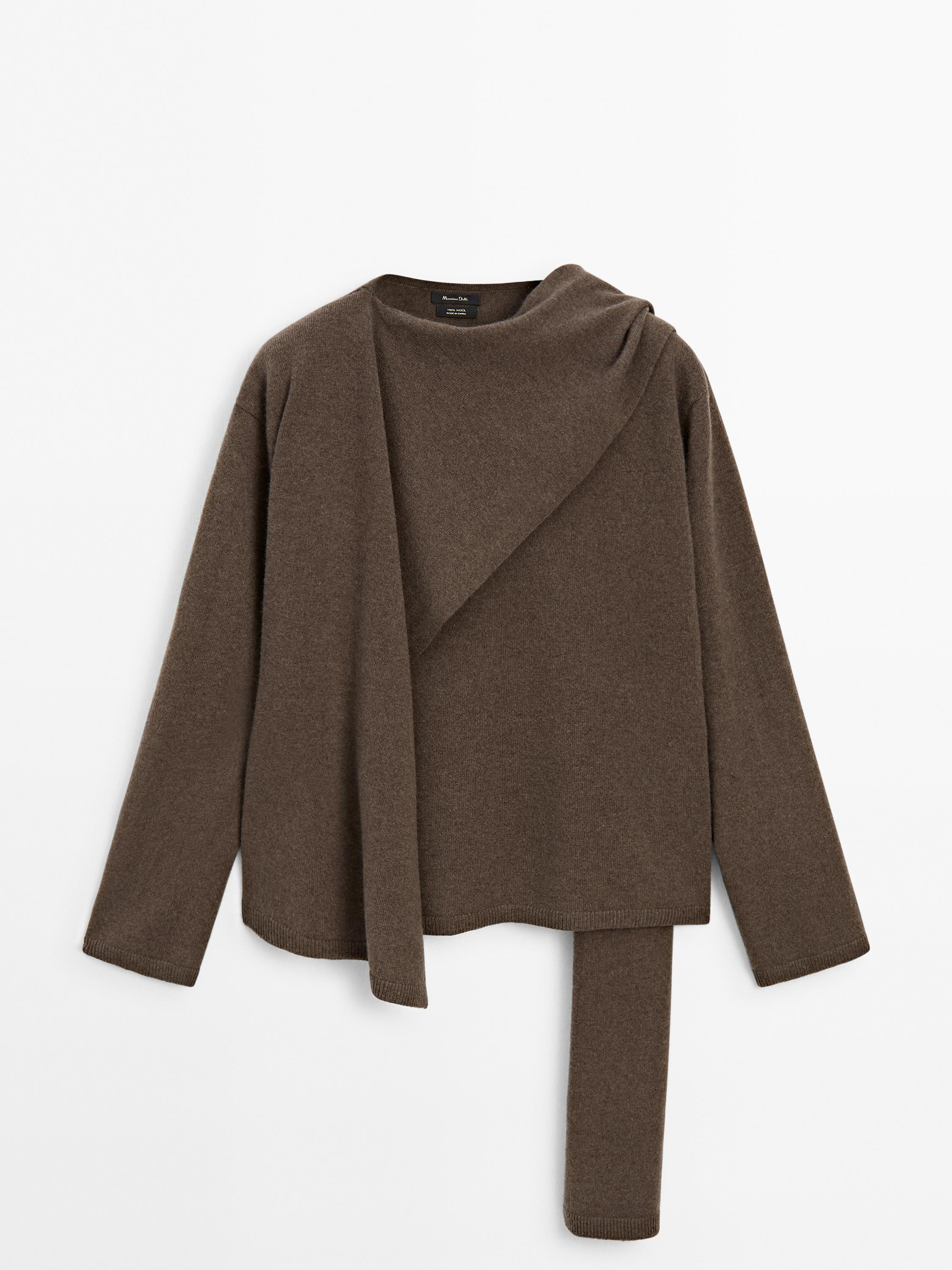 100% wool sweater with scarf | Massimo Dutti US