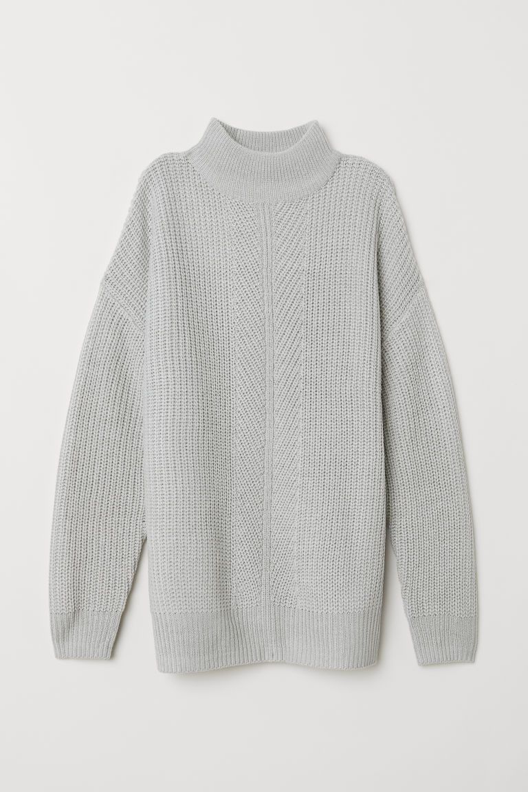 H & M - Knit Mock Turtleneck Sweater - Gray | H&M (US + CA)